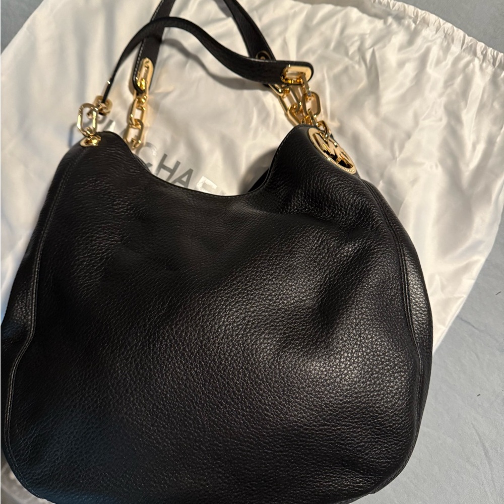 Michael Kors Black Hobo with Gold Details